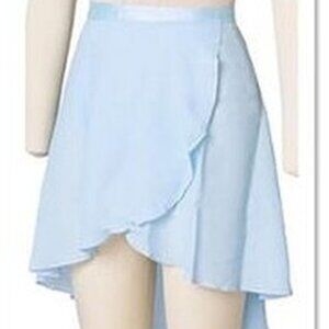 M Stevens light blue georgette wrap skirt